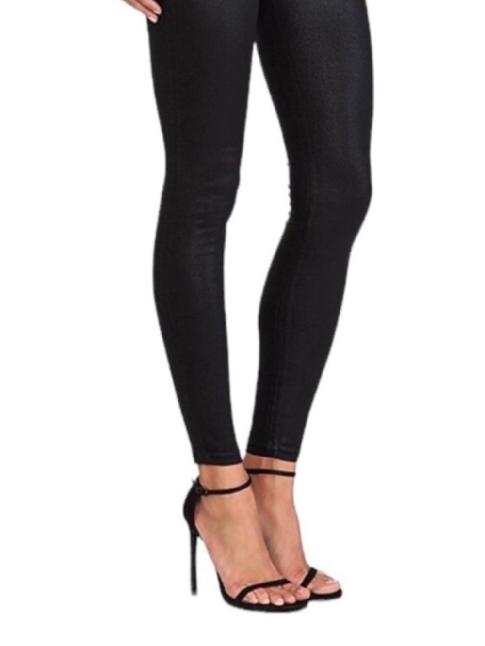 Agolde coated elastic waist pull on jean legging made‎ in USA 25 black noir $298